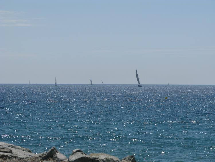 image Sailing boats near the beach in Barceloneta