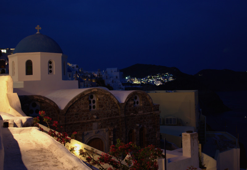 image Church in Oia, Santorini by night