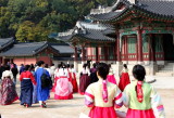 image Girls in traditional costumes in the Changdeokgung Palace